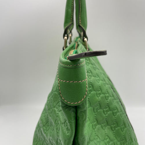 Joy Green Tote Bag in Guccissima Leather, Silver hardware