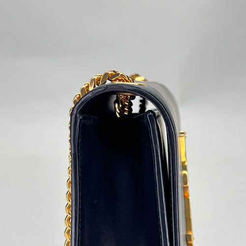 KATE TASSEL Mini Black Wallet on Chain in Calfskin, Gold hardware