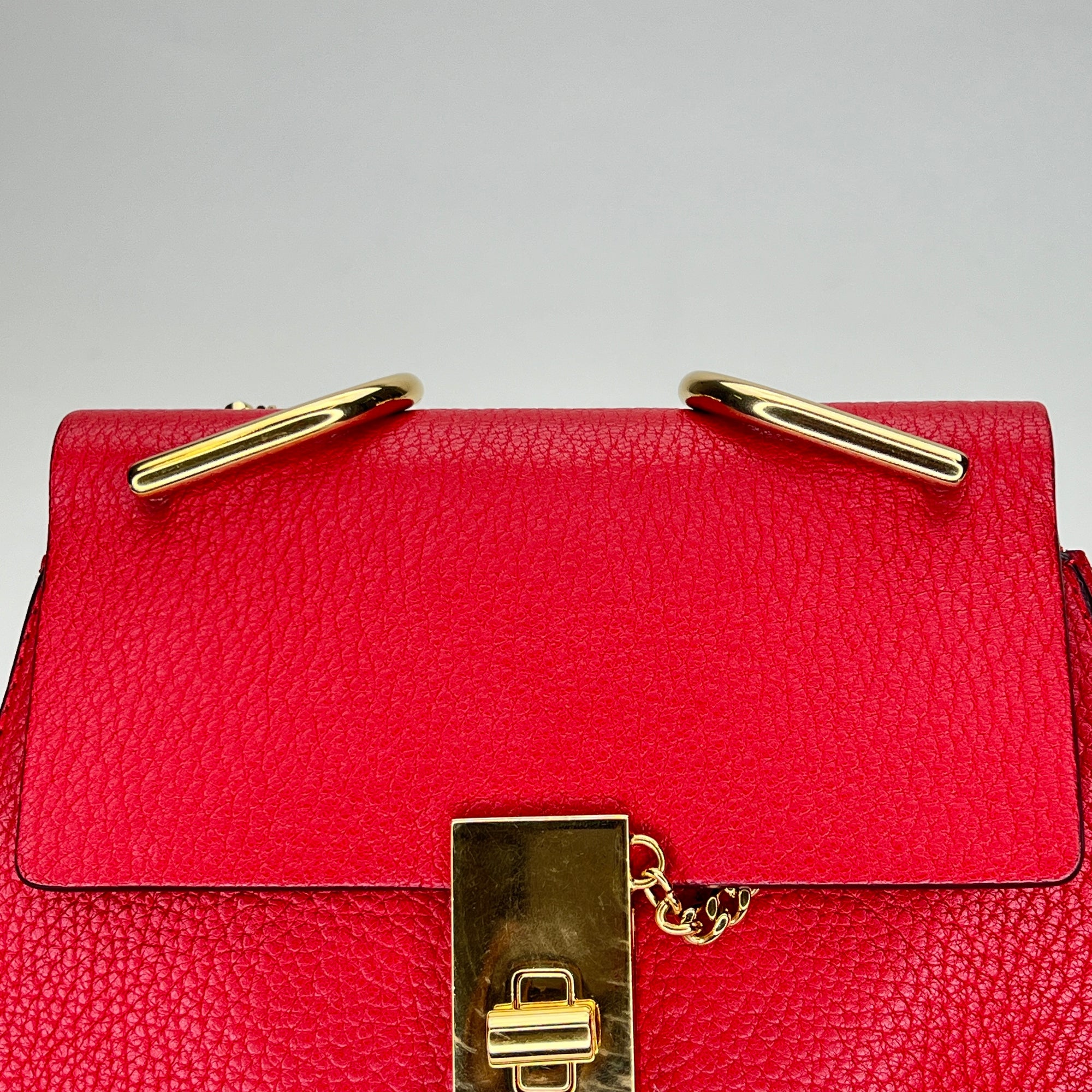 Drew Red Crossbody Bag in Calfskin, Gold hardware