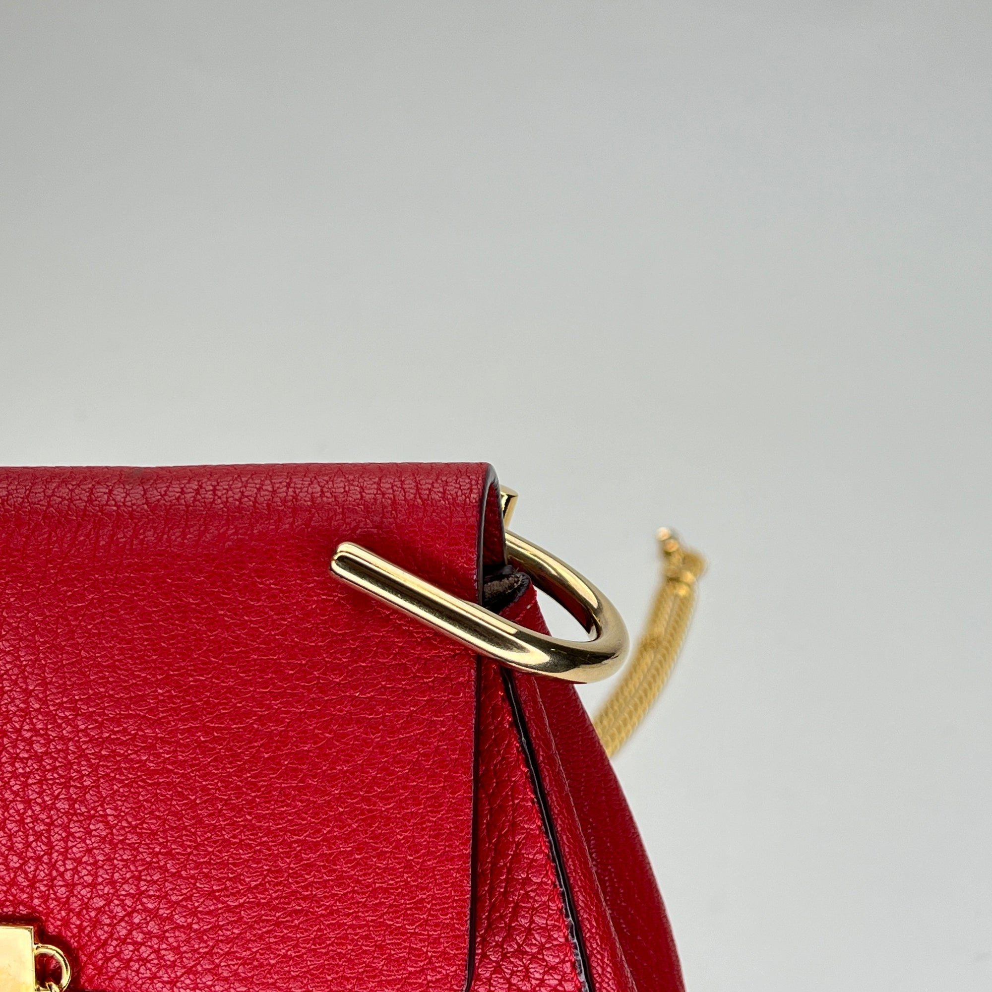 Drew Red Crossbody Bag in Calfskin, Gold hardware