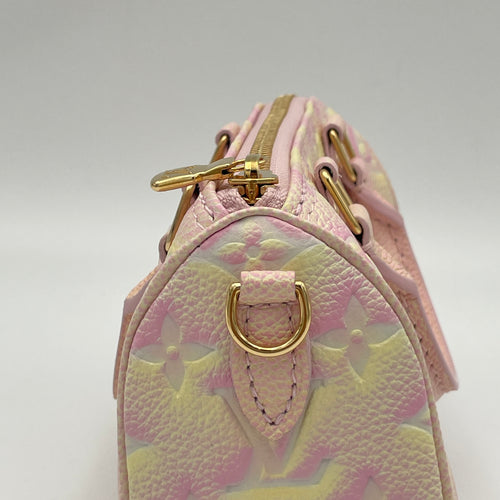 Speedy Nano Pink Top Handle Bag in Monogram Empreinte Leather, Gold hardware