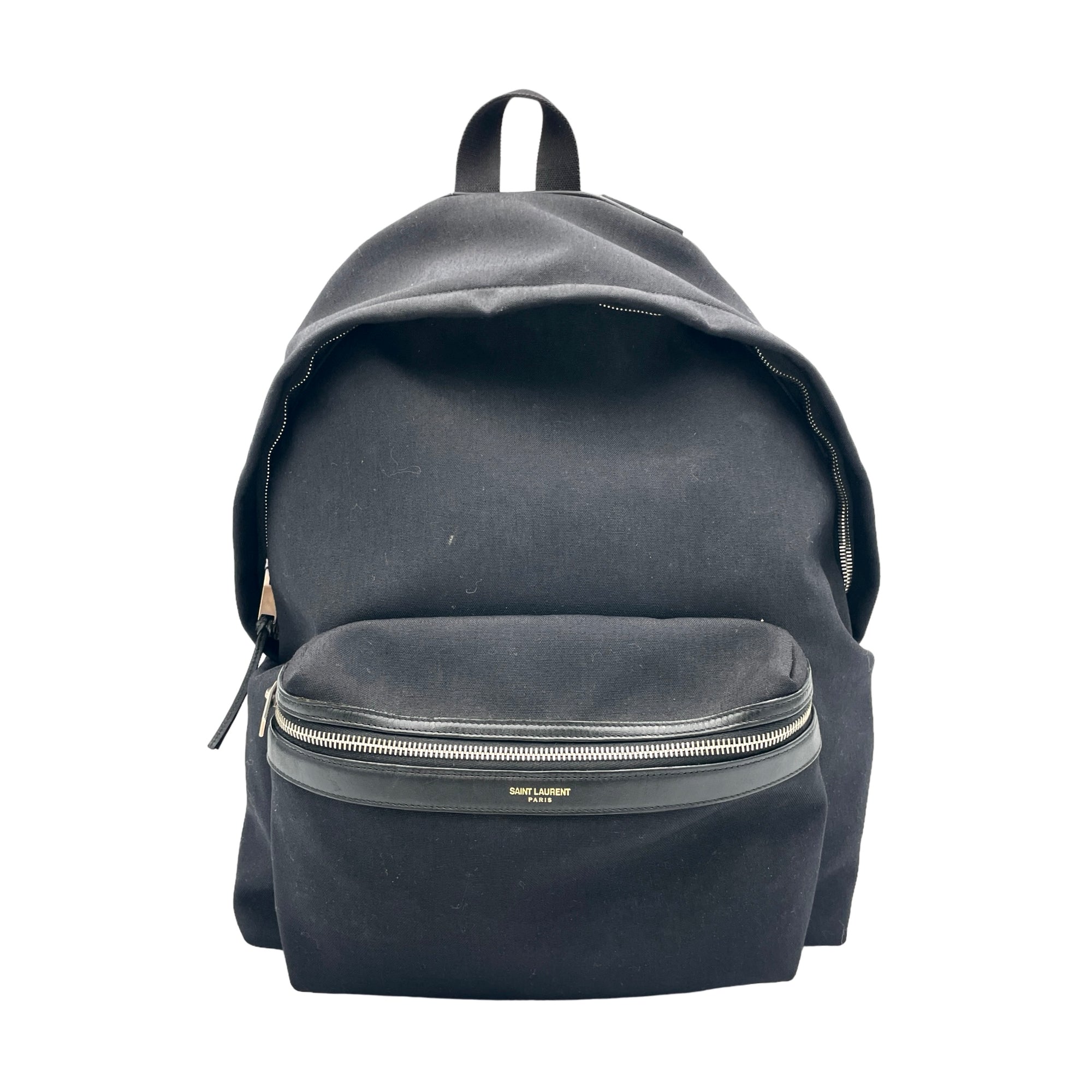 Logo Black Backpack in Canvas, Silver hardware