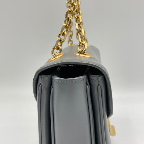 C Charm Grey Shoulder Bag in Calfskin, Gold hardware