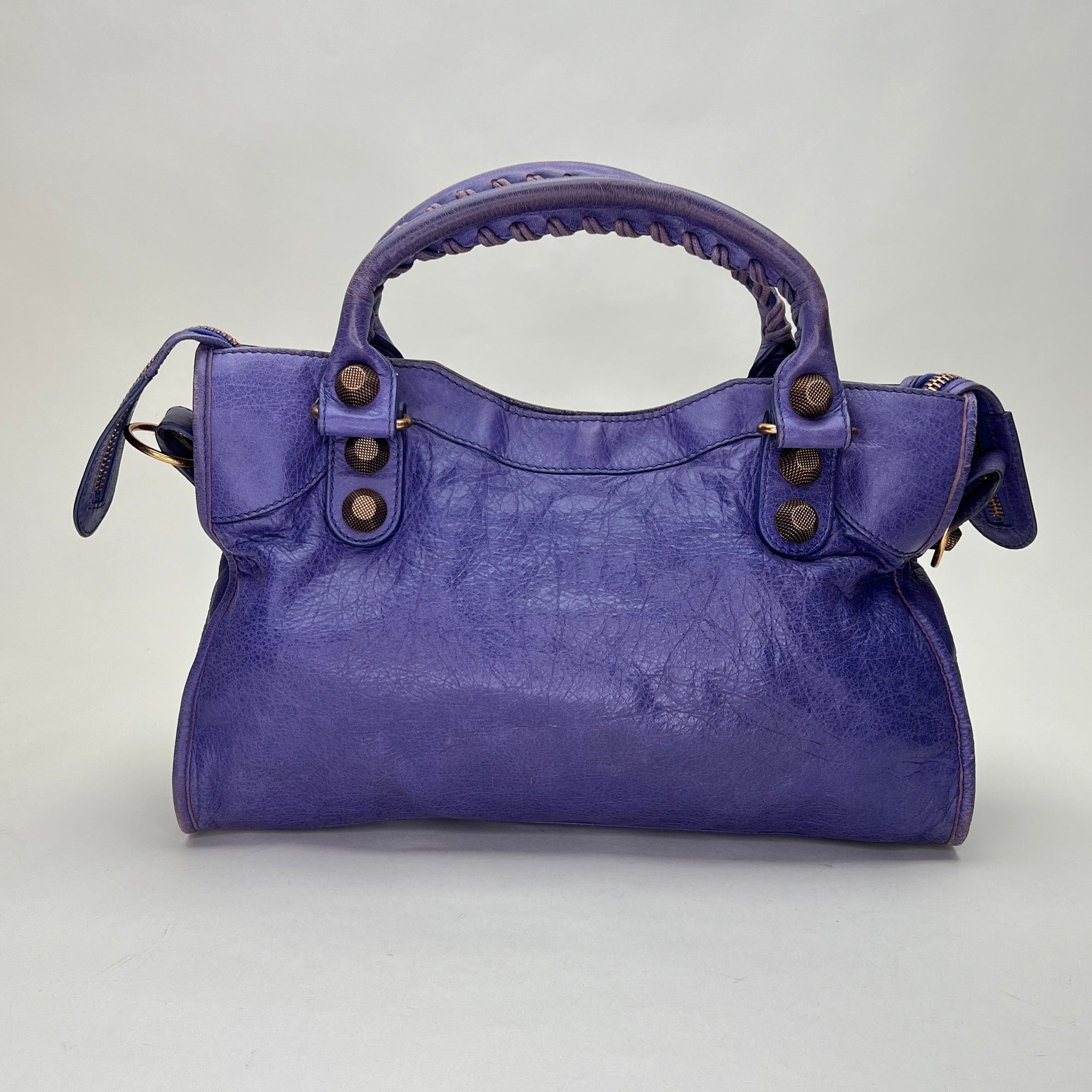 Medium City Medium Purple Shoulder Bag in Lambskin, Gold hardware