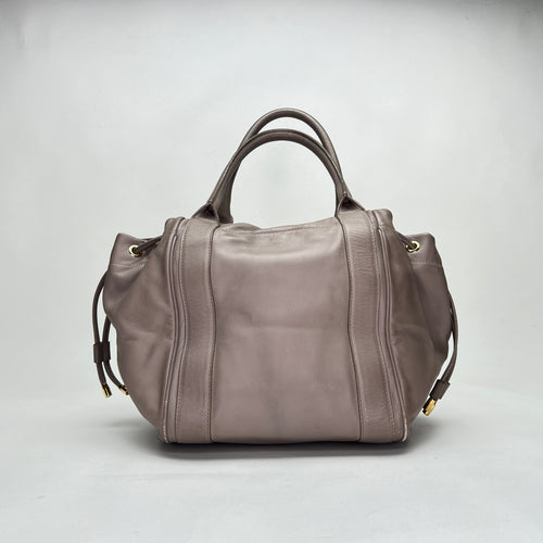 Vara Brown Top Handle Bag in Calfskin, Gold hardware