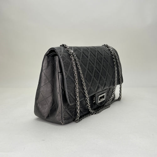 Reissue 2.55 227 Grey Shoulder Bag in Calfskin, Ruthenium hardware