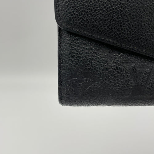 Sarah Long Black Wallet in Monogram Empreinte Leather, Gold hardware