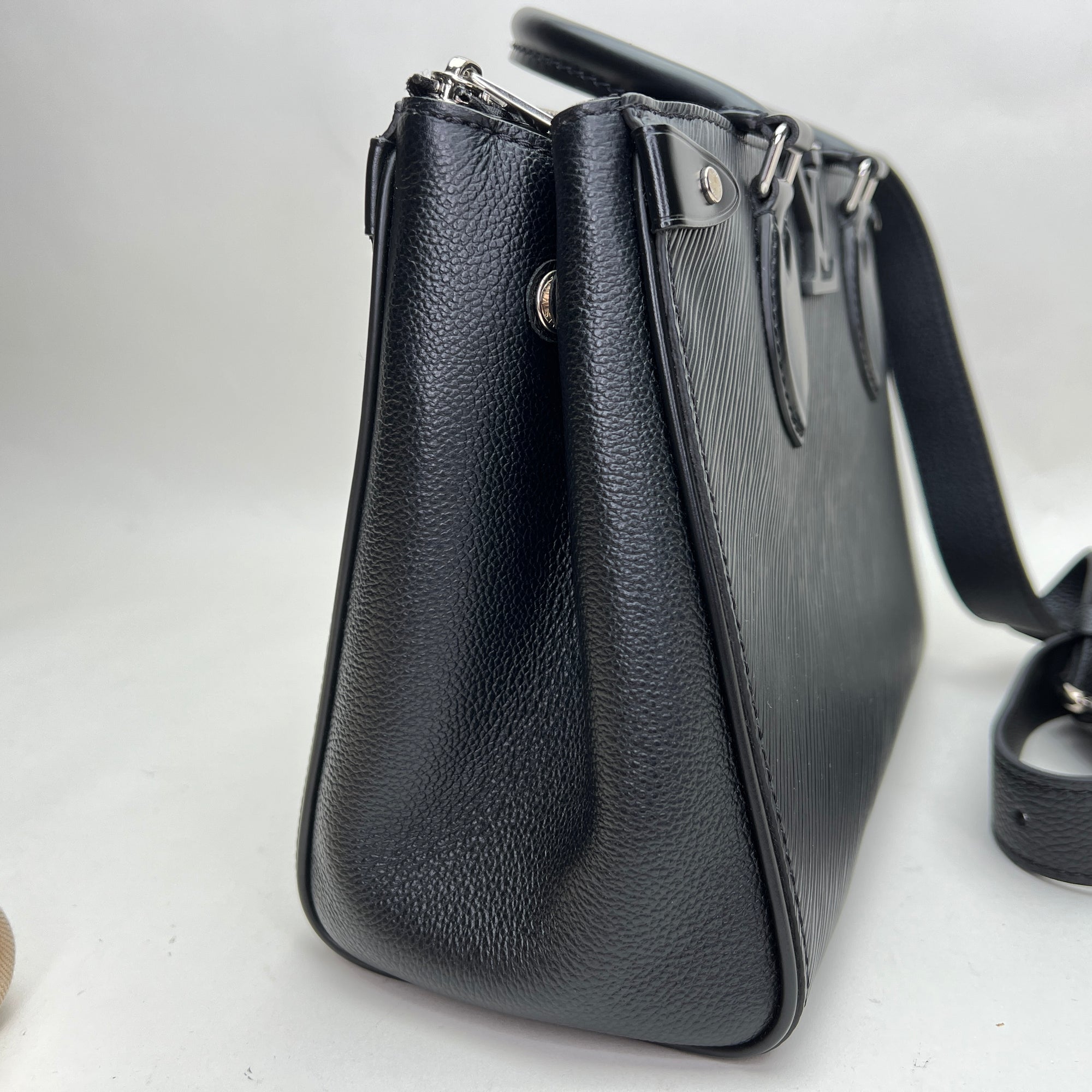 Grenelle PM Black Top Handle Bag in Epi Leather, Silver hardware