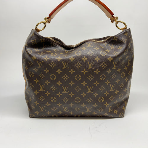 Sully MM Brown Top Handle Bag in Monogram Coated Canvas, Gold hardware