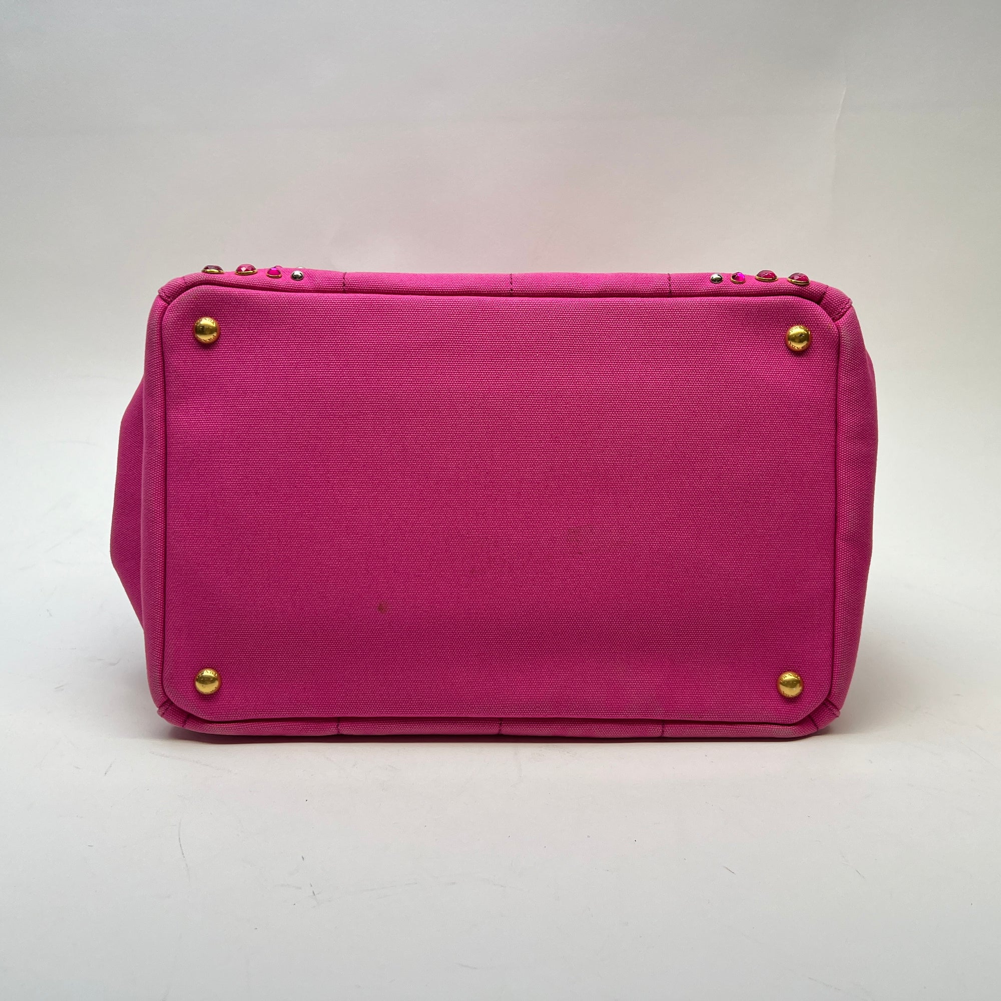 Canapa Pink Top Handle Bag in Canvas, Gold hardware