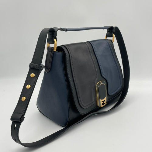 Anna Shoulder Bag Blue Shoulder Bag in Calfskin, Gold hardware