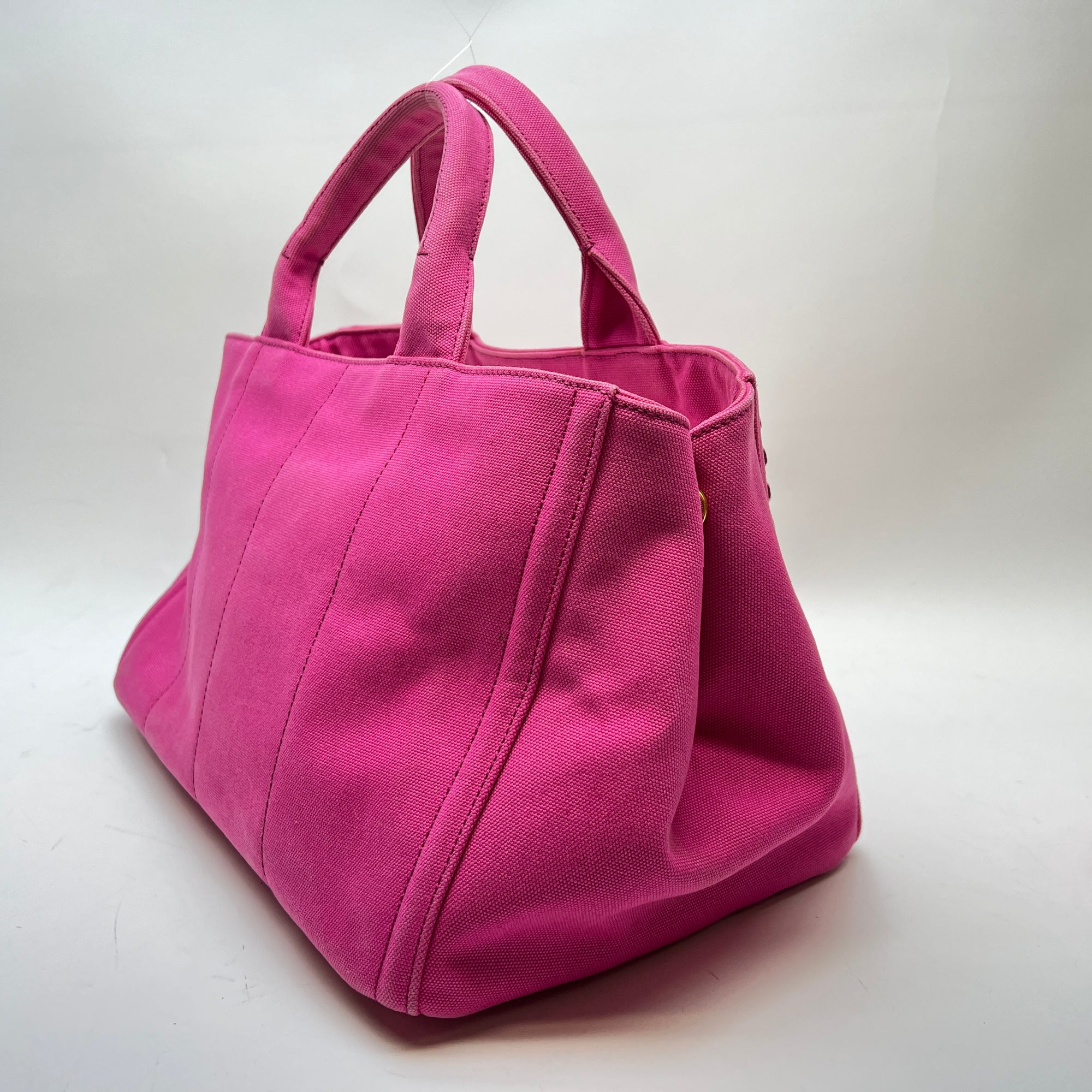 Canapa Pink Top Handle Bag in Canvas, Gold hardware