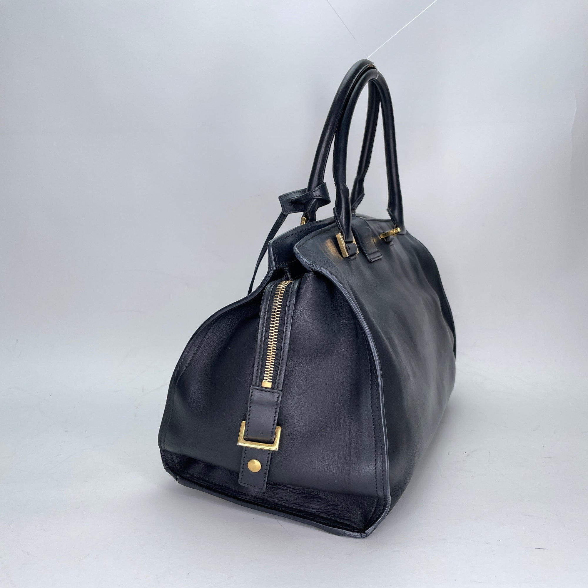 Cabas Chyc Sac Ligne Y Black Top Handle Bag in Calfskin, Gold hardware