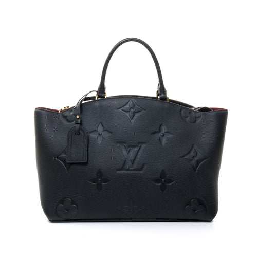 Grand Palais MM Black Top Handle Bag in Monogram Empreinte Leather, Gold hardware