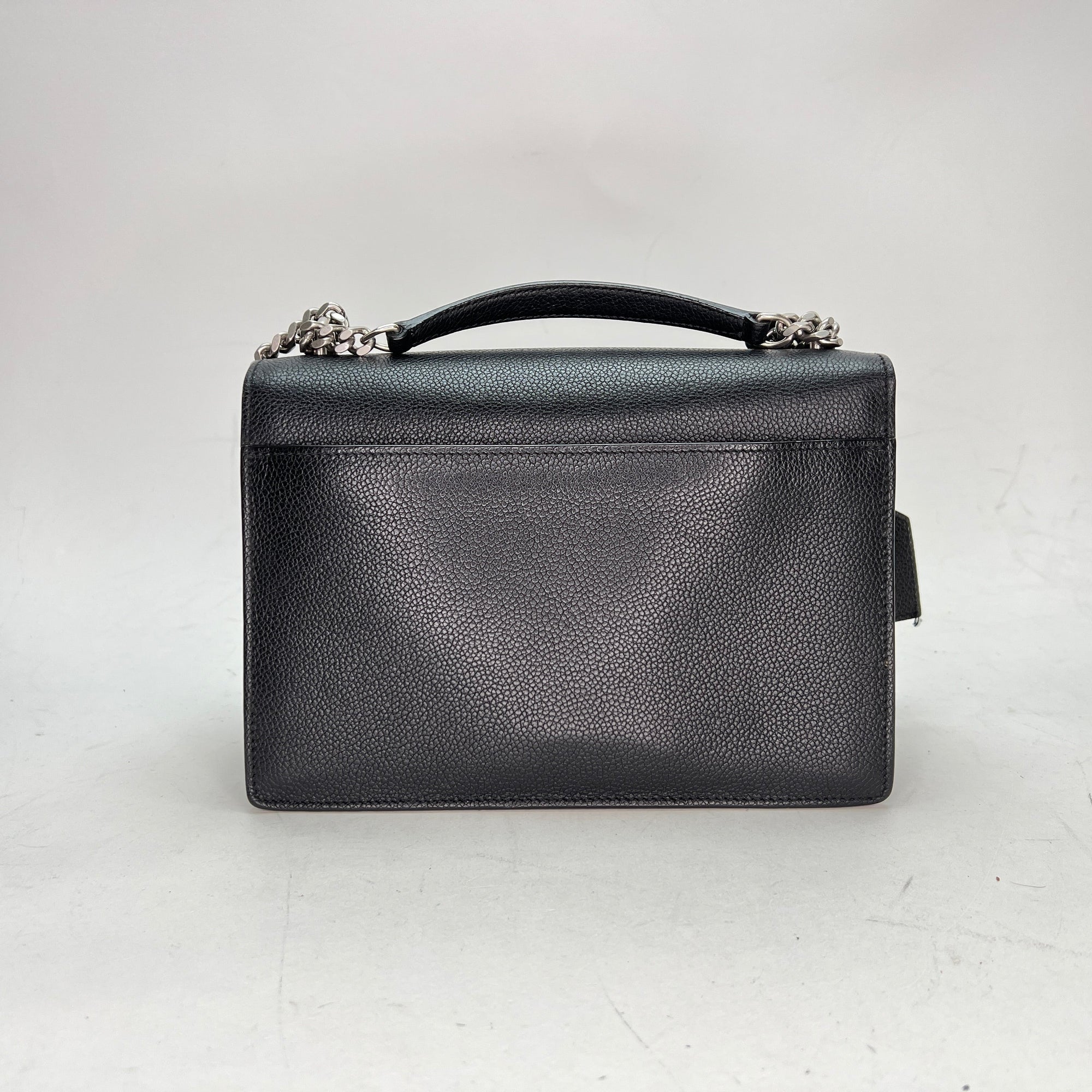 Sunset Shoulder Bag Medium Black in Calfskin, Silver hardware