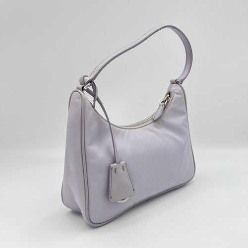 Re-Edition 2005 Purple Shoulder Bag in Re-Nylon, Silver hardware