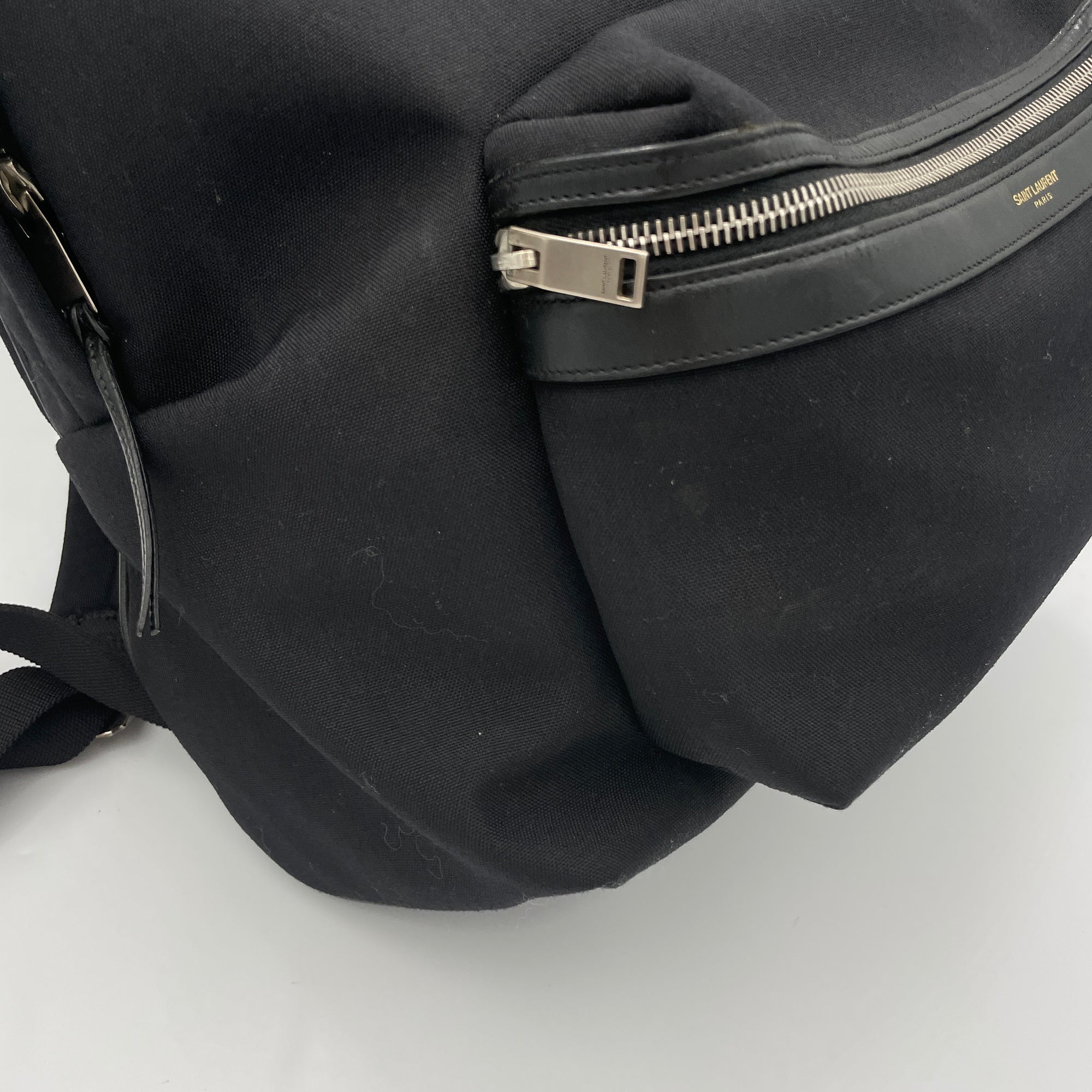 Logo Black Backpack in Canvas, Silver hardware