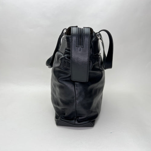 Messenger Two Way Bag Black Messenger Bag in Calfskin, Silver hardware