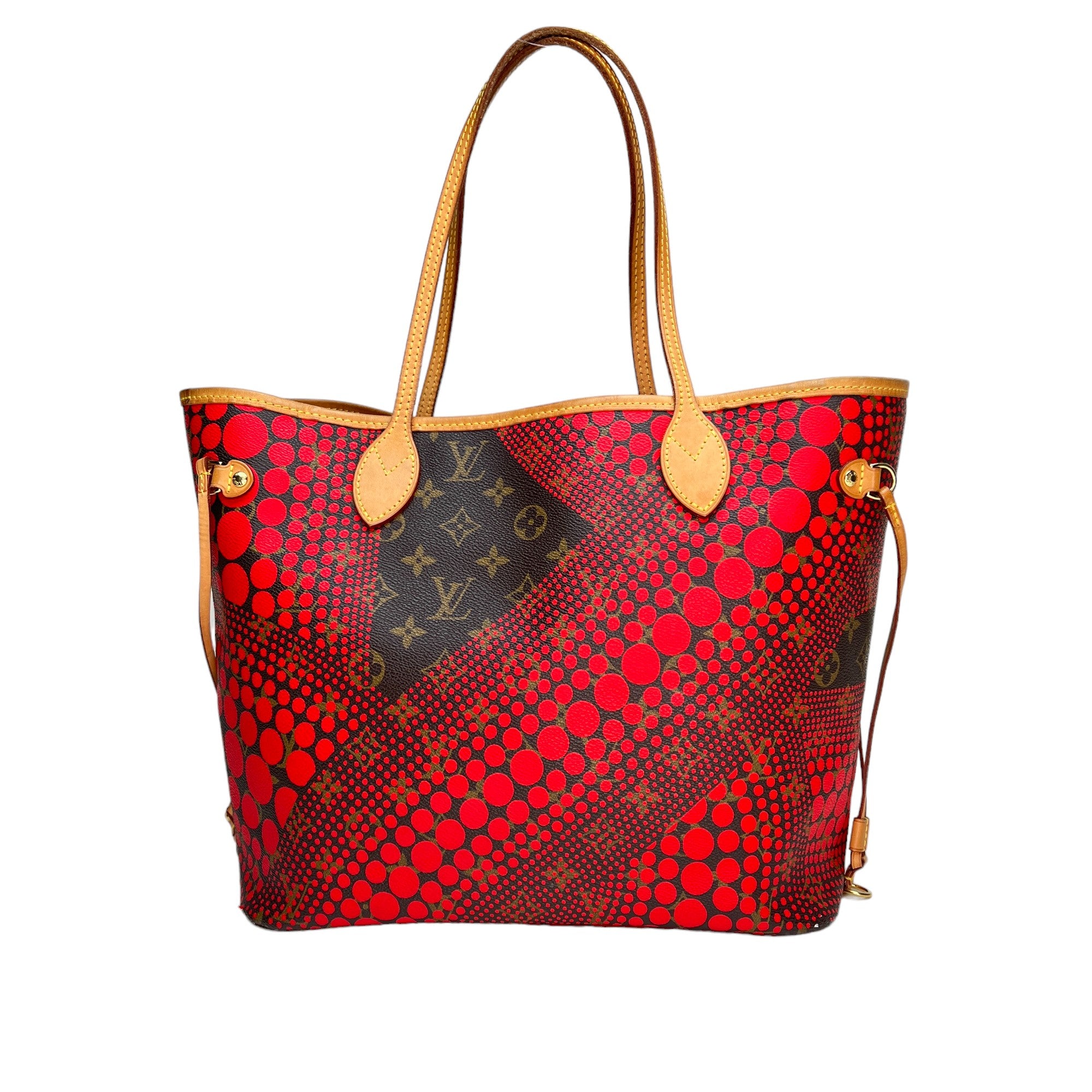 Neverfull x Yayoi Kusama MM Brown Tote Bag in Monogram Coated Canvas, Gold hardware